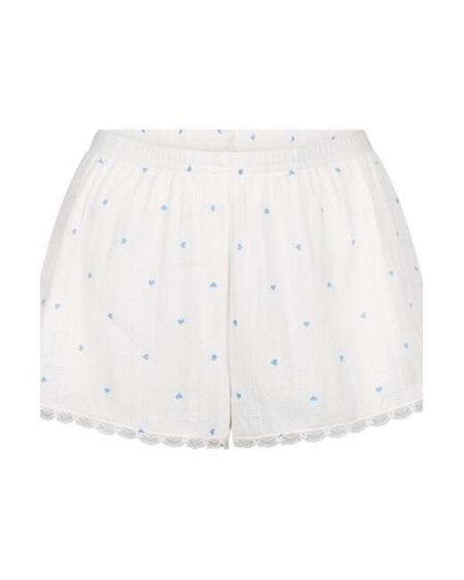 Hunkemöller Pyjama Shorts Pointelle in het White
