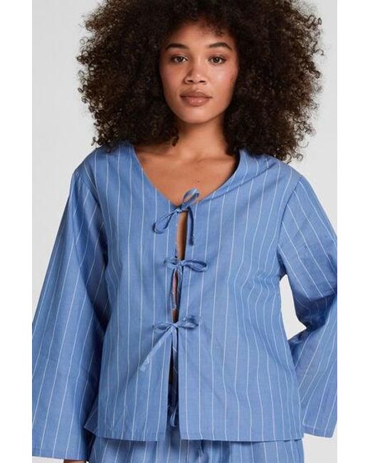Hunkemöller Blue Striped Pyjama Jacket