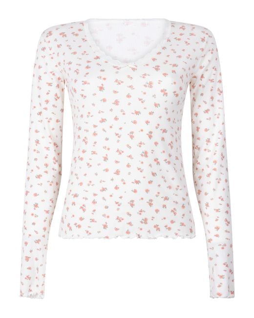 Hunkemöller Gray Geripptes Pyjamatop