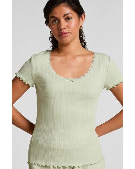 Hunkemöller Pointelle Top Met Kant in het Green