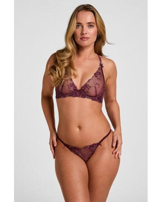 Hunkemöller Purple Peonie Highleg Thong