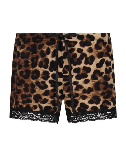 Hunkemöller Brown Velvet Shorts Leopard