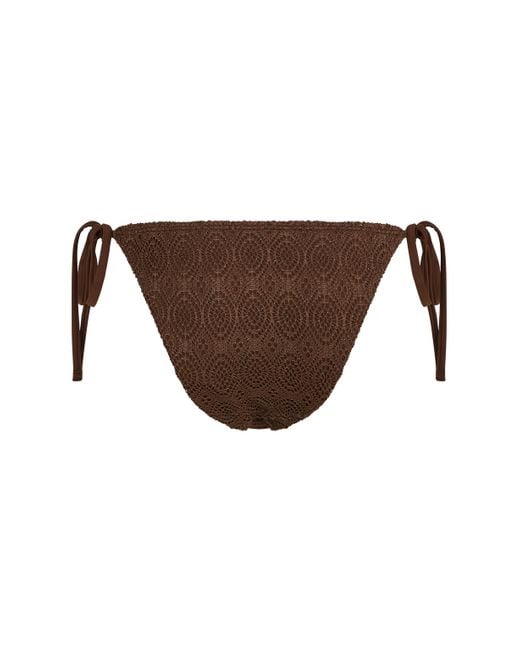 Hunkemöller Brown Crochet Cheeky Tanga Bikini Bottoms