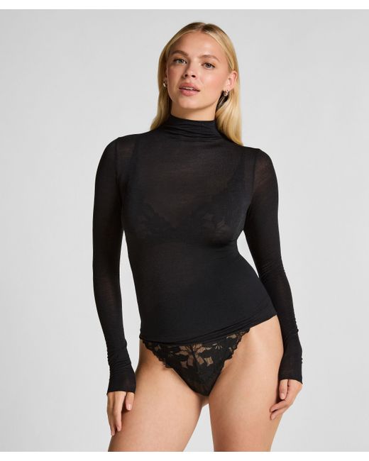 Hunkemöller Black Himmlisch weiches Shirt aus Kaschmir-Mix mit Rollkragen