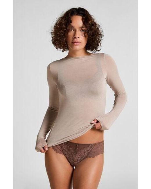Hunkemöller Brown Super Soft Boatneck Shirt With Cashmere