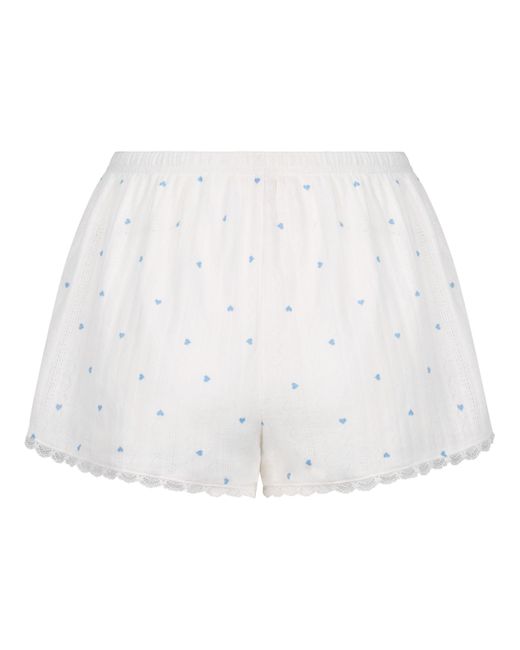 Hunkemöller Pyjama Shorts Pointelle in het White