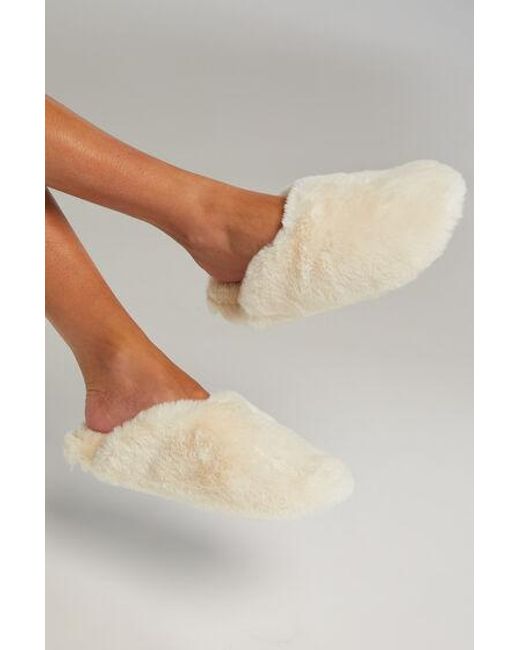 Hunkemöller White Teddy Mule Slipper
