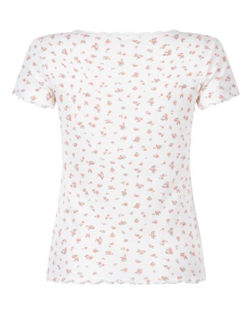 Hunkemöller Gray Geripptes Kurzarm-Top mit Spitze