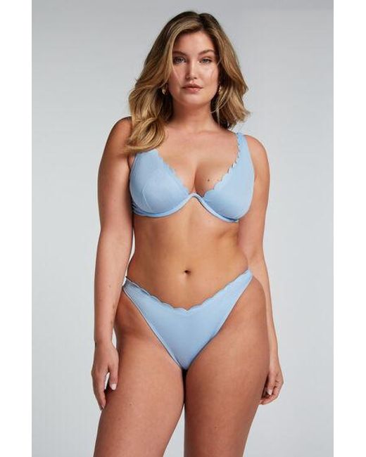 Hunkemöller Blue Scallop High-Leg Bikini Bottoms