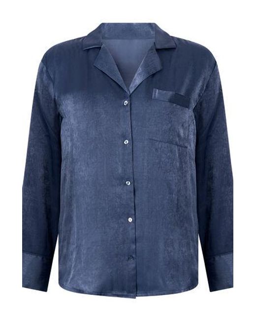 Hunkemöller Blue Ayla Satin Long-Sleeved Jacket