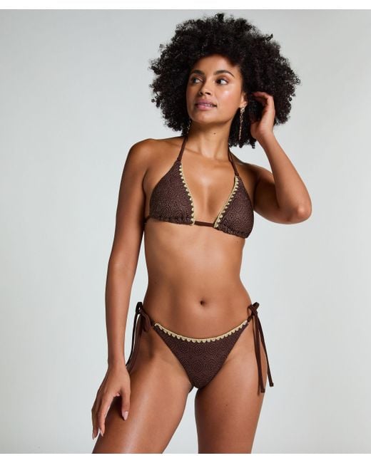 Hunkemöller Brown Crochet Cheeky Tanga Bikini Bottoms