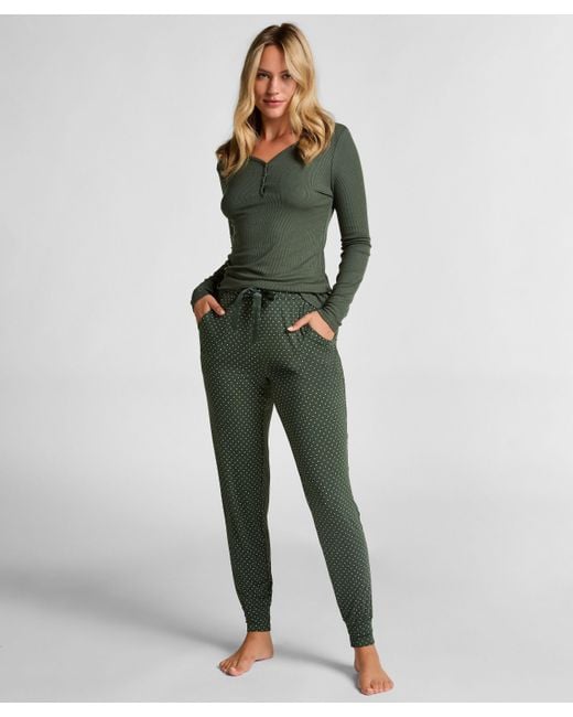 Hunkemöller Pyjamabroek Jersey in het Green