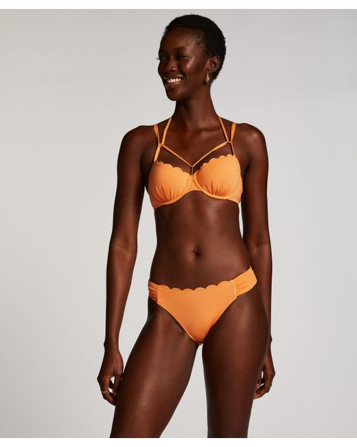 Hunkemöller Brown Scallop Lurex Rio Bikini Bottoms