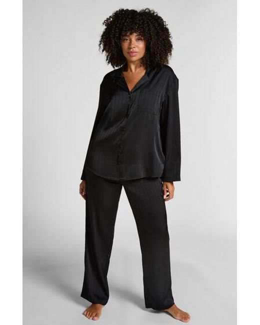 Hunkemöller Black Satin Pinstripe Trousers