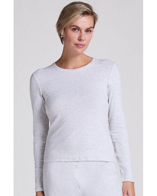 Hunkemöller Pyjamatop Pointelle in het White