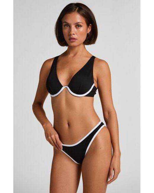 Hunkemöller Black Neoprene Mono Highleg Bikini Bottom