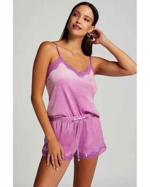 Hunkemöller Purple Velvet Lace Shorts