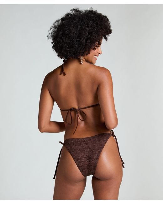 Hunkemöller Brown Bikini Slip Cheeky Tanga Crochet
