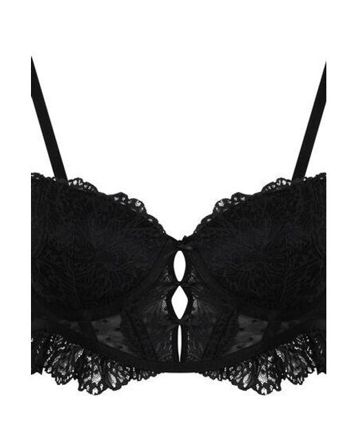Hunkemöller Black Posie Padded Underwired Longline Bra