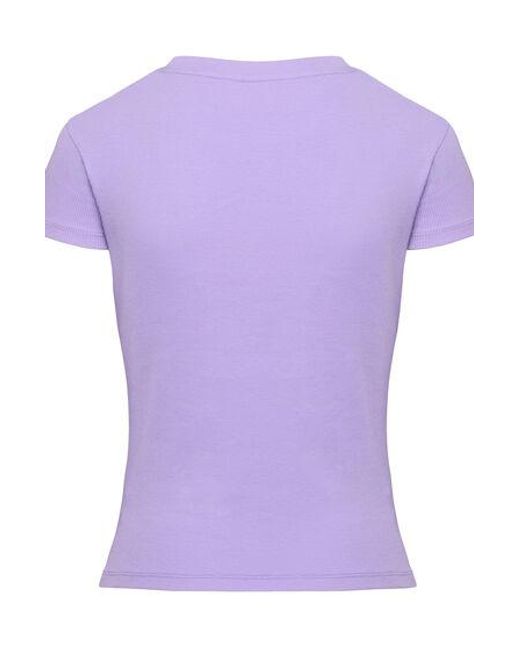 Hunkemöller Purple Ribbed Crew Neck Short-Sleeved Pyjama Top