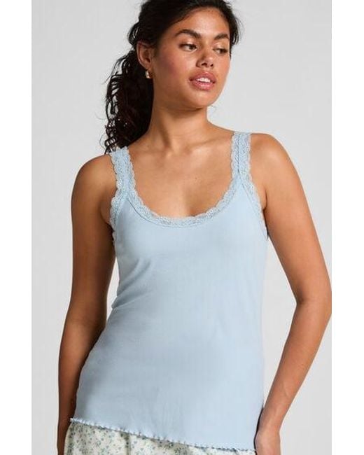 Hunkemöller Blue Singlet Rib Jersey Lace