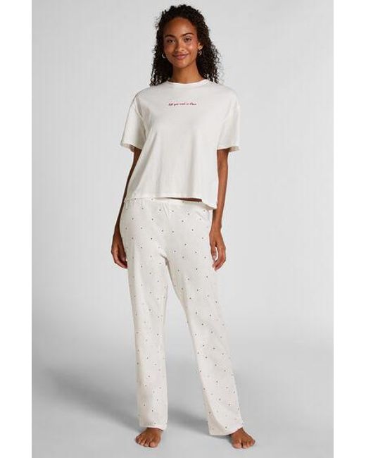 Hunkemöller White Pyjama Set Cotton Print
