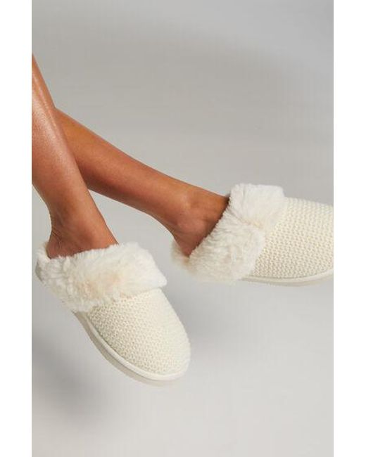 Hunkemöller Brown Teddy Mule Slipper