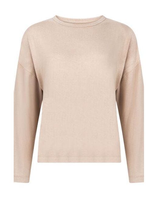 Hunkemöller Pyjama Top Lange Mouwen Jersey in het Natural