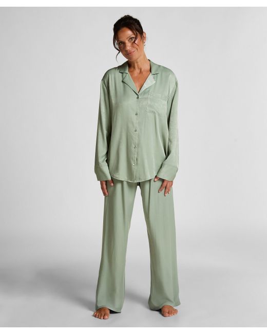 Hunkemöller Jacket Lange Mouwen Satijn Ayla in het Green