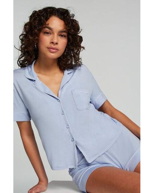 Hunkemöller Blue Essential Jersey Short-Sleeved Jacket