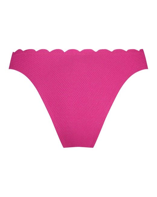 Hunkemöller Hoog Uitgesneden Bikinibroekje Scallop Lurex in het Pink