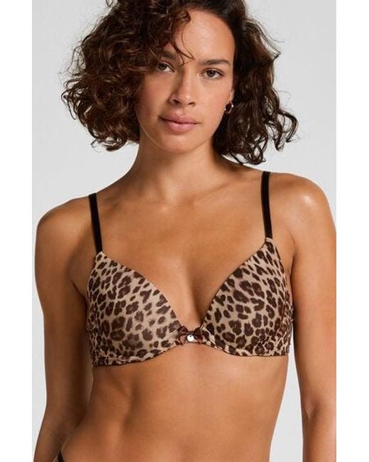 Hunkemöller Brown Plunge Padded Underwired Bra