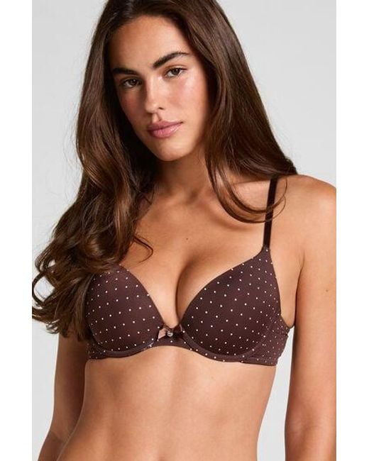 Hunkemöller Brown Plunge Padded Underwired Bra