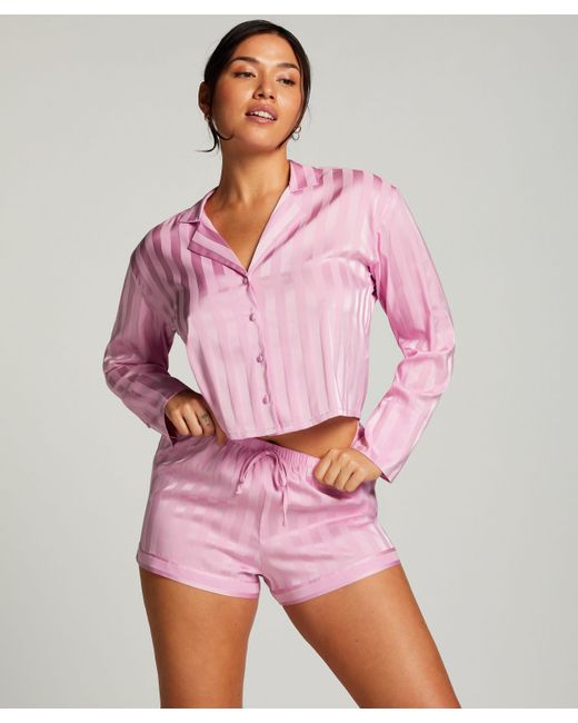 Hunkemöller Pyjama Short Satin in het Pink