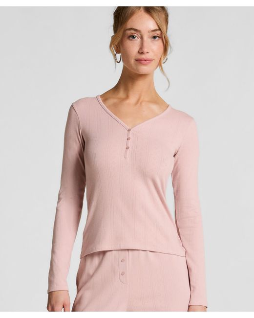 Hunkemöller Pyjamabroek Pointelle in het Pink
