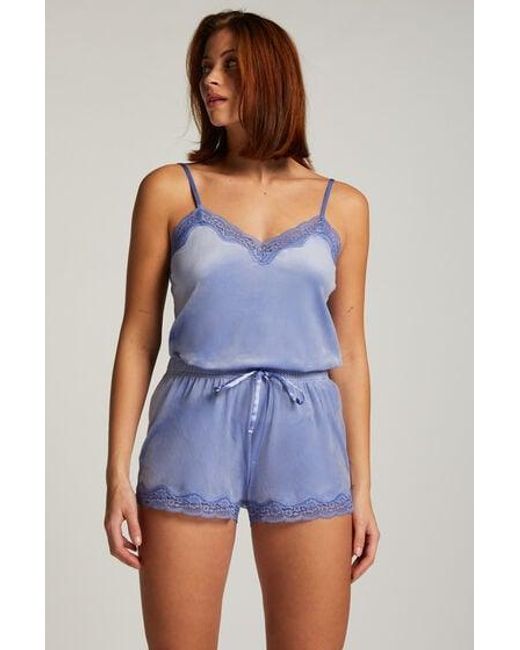 Hunkemöller Blue Velvet Lace Shorts