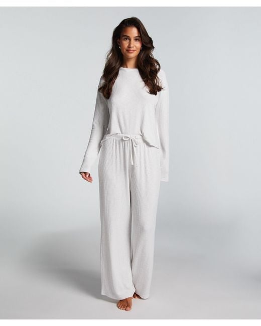 Hunkemöller White Pointelle Pyjama Pants