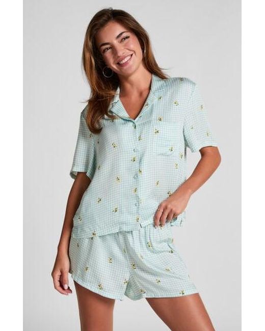 Hunkemöller Blue Short Viscose Check Print