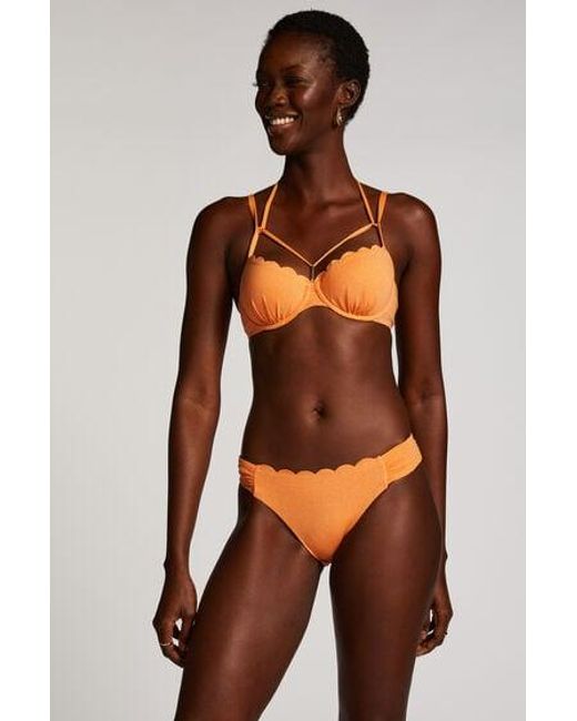 Hunkemöller Brown Scallop Lurex Rio Bikini Bottoms