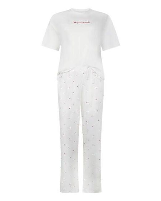 Hunkemöller White Pyjama Set Cotton Print