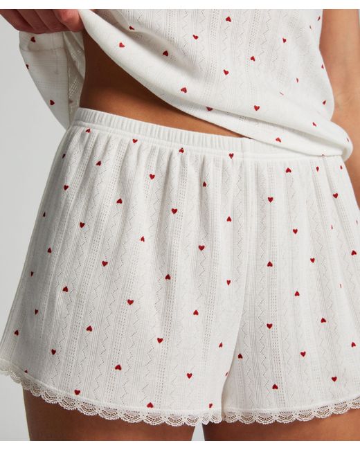 Pantalones cortos de pijama Pointelle Hunkemöller de color White