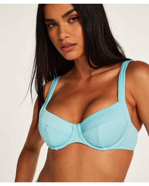Hunkemöller Beugel Bikinitop Texture in het Blauw