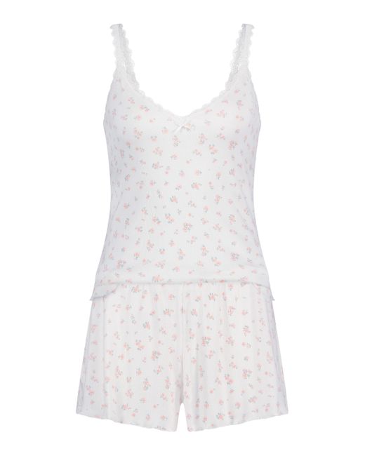 Hunkemöller Pyjamaset Rib in het White