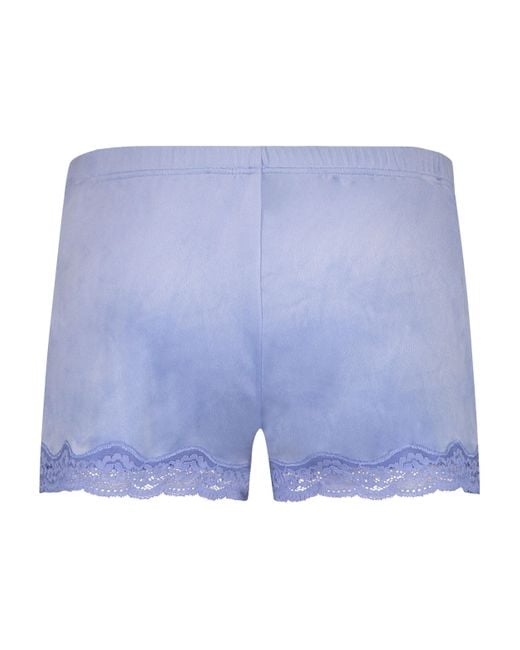 Pantalón corto de terciopelo y encaje Hunkemöller de color Blue