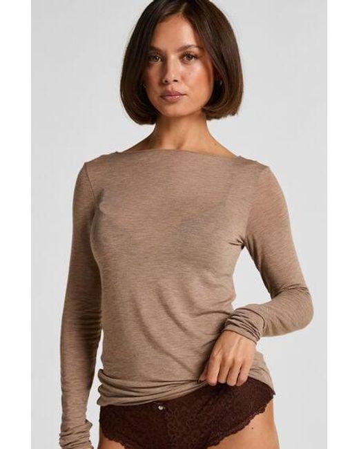 Hunkemöller Brown Super Soft Boatneck Shirt With Cashmere