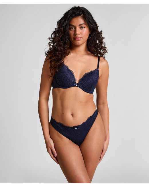 Hunkemöller Voorgevormde Push-up Beugel Bh Marine in het Blue