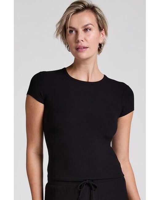 Hunkemöller Black Pyjama Top Rib Essential