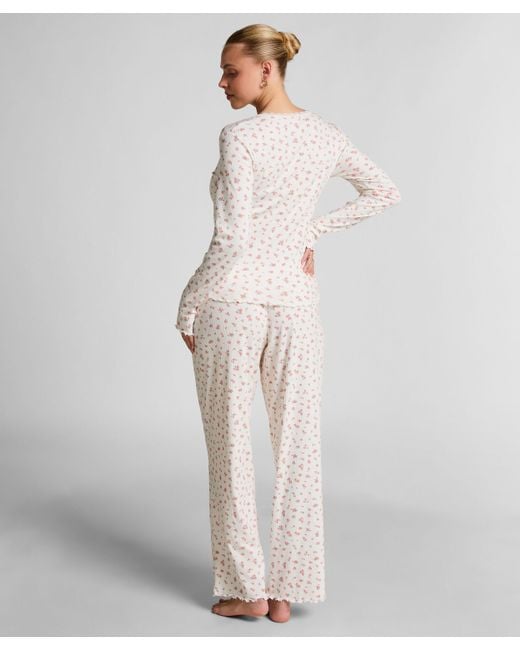 Hunkemöller Gray Geripptes Pyjamatop