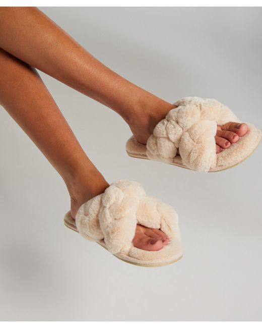 Zapatillas Crossed Fake Fur Hunkemöller de color White