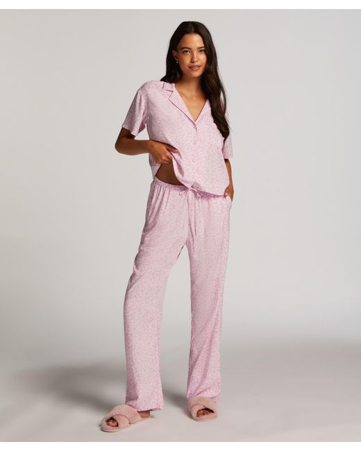 Hunkemöller Pyjamabroek Woven Springbreakers in het Pink